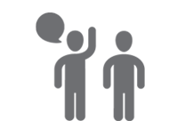 icon representing half of the people speaking